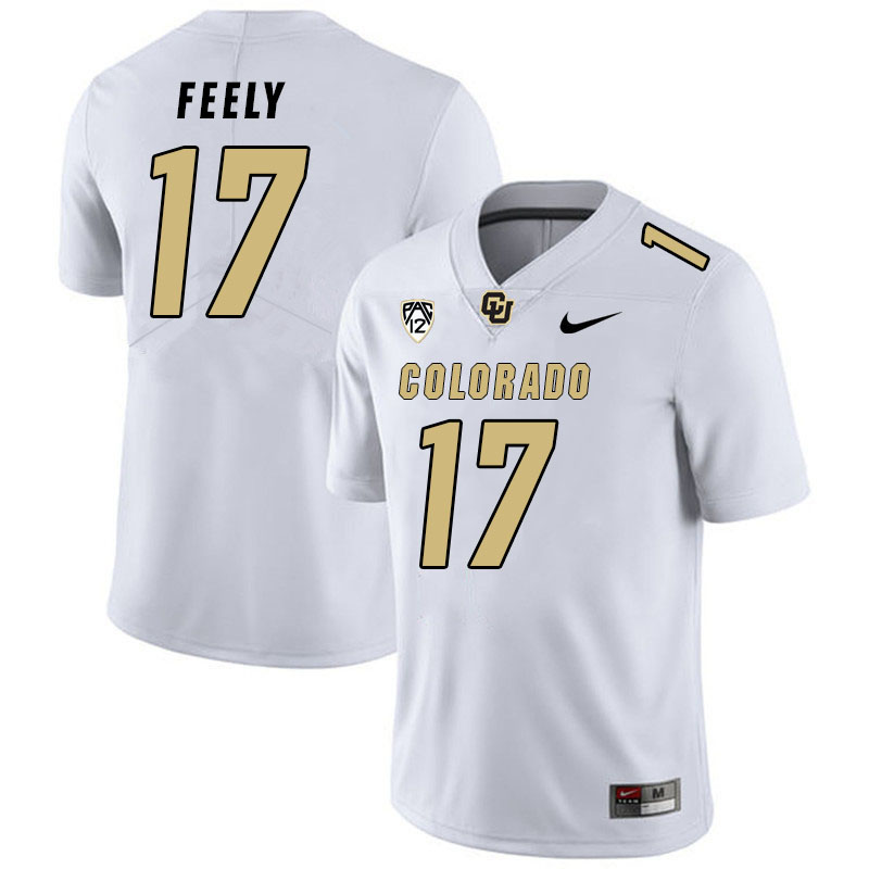 Men #17 Jace Feely Colorado Buffaloes College Football Jerseys Stitched Sale-White - Click Image to Close